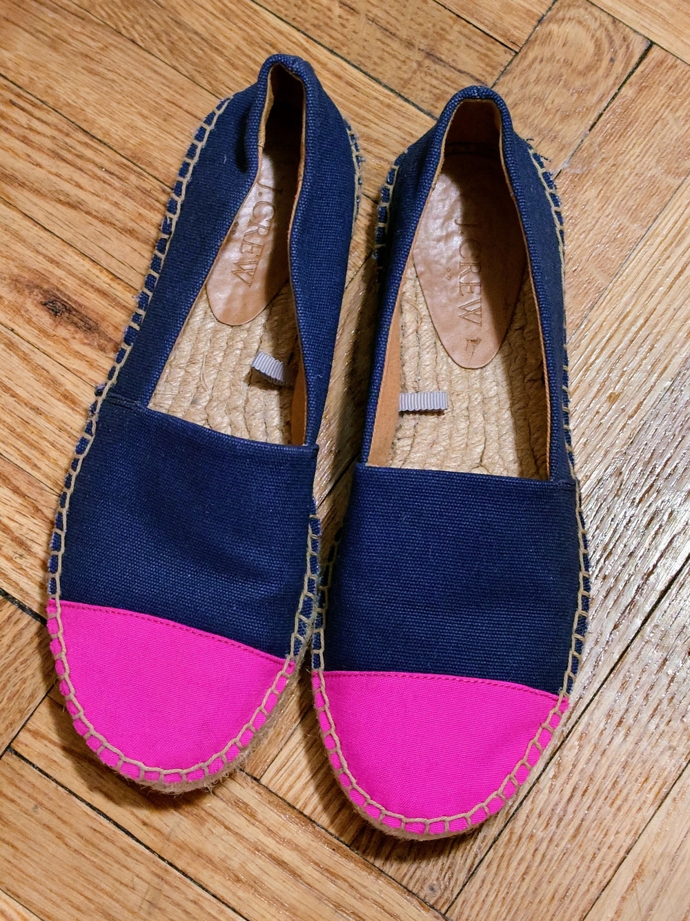 J. Crew Women’s Navy and Hot Pink Espadrille Flats, Size 6.5